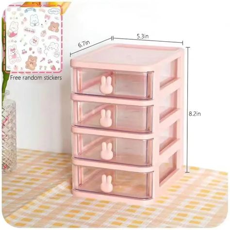 Cartoon Desktop Storage Box Rabbit Stationery Storage Box Transparent Small Drawer Desk Mini Storage Box Jewelry Storage - Temu Hair Accessory Storage Organizers, Stationery Drawer, Makeup Storage Containers, Plastic Drawer Organizer, Hair Accessories Storage, Desktop Drawers, Makeup Storage Box, Plastic Drawers, Storage Places