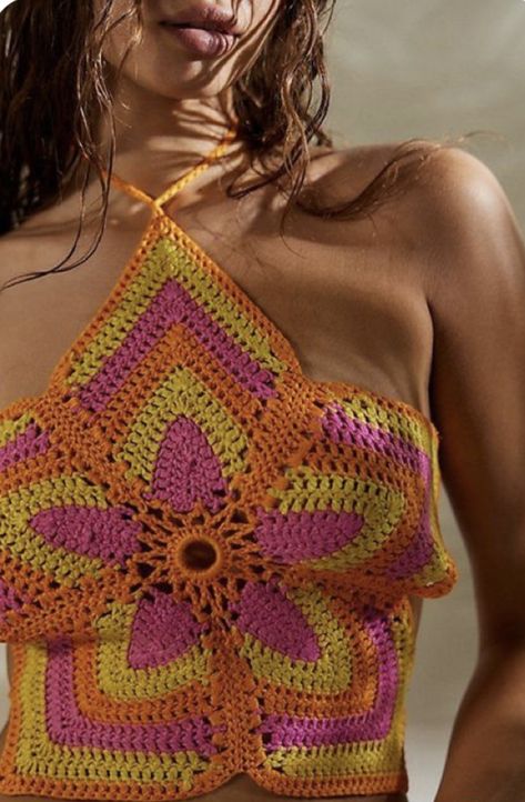 Flower Power Crochet, Crochet Halter Top, Soft Crochet, Crochet Halter, Crochet Fashion Patterns, Top Halter, Crochet Halter Tops, Crochet Summer, Crochet Shirt