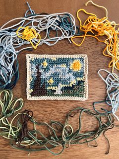 Ravelry: Designs by Amber Faull-Cryan Star Tapestry Crochet Pattern, Crochet Starry Night Free Pattern, Starry Night Crochet Pattern, Downtown Crochet, Crochet Starry Night, Starry Night Crochet, Star Crochet Bag, Crochet Trinkets, Crochet Bag Diy