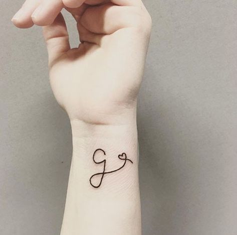 G With A Heart Tattoo, G Letter Tattoo, G Heart Tattoo, Letter Tattoos On Hand, Tattoo Designs On Hand, Letter G Tattoo, Tattoo Placements, Letter Tattoo, G Tattoo