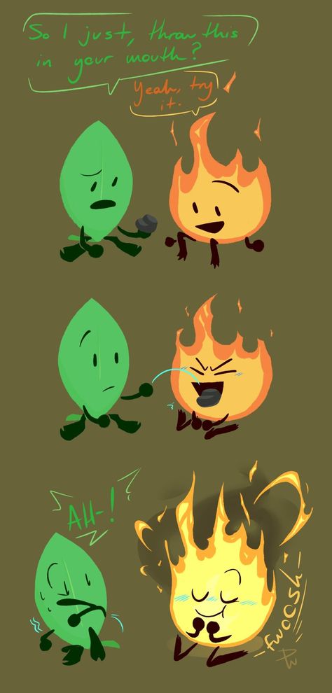 Bfb Fireafy Fanart, Seven Bfb Fanart, Bfb Firey X Leafy Fanart, Bfdi Fanart Ships, Firey Bfb Icons, Inanimate Insanity Comic, Battle For Dream Island Fanart, Bfdi Firey And Leafy, Two Bfb Tpot Fanart