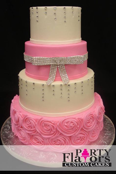 Pretty in pink! Who else love the bubble gum color and tons of bling on this fabulous wedding cake? Shades Of Pink Birthday Cake, Bubble Gum Flavored Cake, 16 Shades Of Pink Birthday Cake, Bright Pink Wedding Cake, Big Pink Wedding Cake, Bubble Gum, Custom Cakes, Pretty In Pink, Wedding Cakes