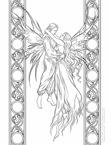 Happy Thoughts  artist  Selina Fenech  Fairy companions  coloring book Selina Fenech Coloring, Fairy Romance, Fairy Pets, Witch Coloring Pages, Fairy Tattoo Designs, Adult Coloring Designs, Adult Colouring Pages, Mermaid Coloring Pages, Fairy Coloring Pages