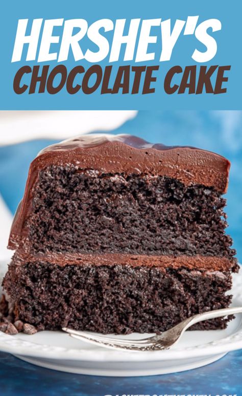 Hersheys Chocolate Cake Recipe, One Bowl Chocolate Cake Recipe, One Bowl Chocolate Cake, Hershey Chocolate Cakes, Hershey Recipes, Delicious Chocolate Cake, Chocolate Cake Recipe Moist, Chocolate Cake Recipe Easy, Hershey's Chocolate