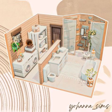 Sims 4 Utility Room, Sims 4 Bathroom Build, Sims 4 Loft Download, Sims4 Laundry Room, Sims Mansion Interior, Sims 4 Small Bathroom Ideas, Sims 4 Bathroom Layout, Sims Laundry Room, Sims 4 Houses Decoration