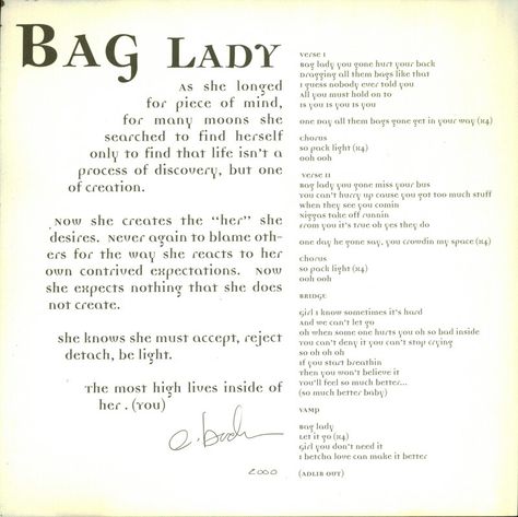 Bag Lady lyrics Erykah Badu Tattoo Quotes, Erykah Badu Quotes Lyrics, Bag Lady Erykah Badu, Erykah Badu Lyrics, Badu Quotes, Erykah Badu Quotes, Iconic Tees, Inspirational Uplifting Quotes, Lyrics Tattoo