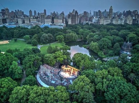 New York Central Park, Shakespeare In The Park, Public Theater, Open Air Theater, Outdoor Stage, Fallen Series, Travel Nyc, Central Park Nyc, Making A Vision Board