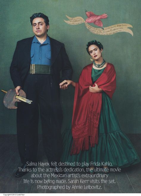 Frida And Diego Costume, Salma Hayek Frida Kahlo, Salma Hayek Frida, Vogue New York, Dress Pose, Annie Leibovitz Photography, Carrie Bradshaw Outfits, Doc Ock, Frida And Diego