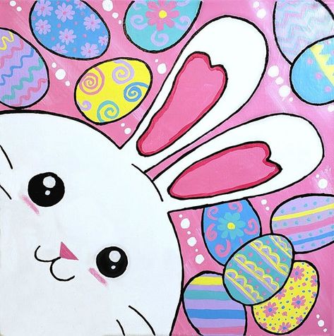 Social Artworking on Instagram: “This little bunny wants to play peek-a-boo! Her simple design and customizability make her ideal for younger painters and seasoned painters…” Easter Canvas Art, Social Artworking, Phthalo Green, Spring Social, Mars Black, Easter Canvas, Easter Paintings, Easter Arts And Crafts, Painting Flowers Tutorial