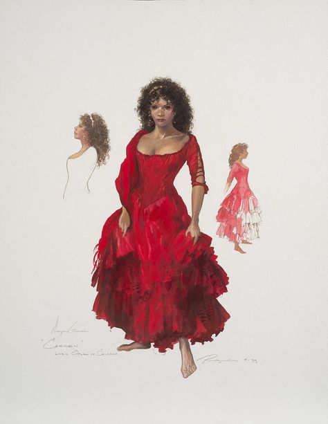 Costume design for Carmen, Act II, in Carmen | McNay Art Museum Robert Perdziola, Opera Costume Design, Carmen Opera, Mcnay Art Museum, Opera Costumes, Costume Sketches, Image Book, Costume Design Sketch, Hollywood Costume