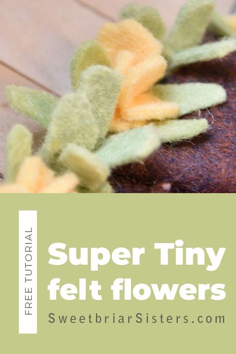 Tiny felt flower tutorial includes video and photo guides to make tiny felt flowers inspired by marigolds, perfect for dollhouses and miniature play sets. Tiny Felt Flowers, Toy Sewing Patterns, Handmade Gifts For Kids, Toddler Gift Ideas, Felt Flower Tutorial, Burlap Roses, Gift Ideas For Boys, Felt Flowers Diy, Cozy Things