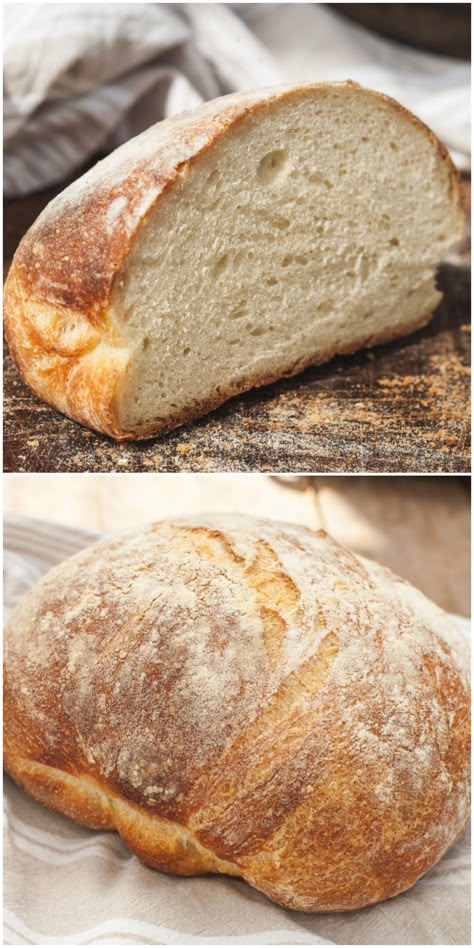 No Knead Farmhouse Bread-such simple recipe that even the newest baker will be able to bake this bakery style bread. Farmhouse Bread Recipe, Farmhouse Bread, Loaf Of Bread, No Knead Bread, Bread Bun, No Knead, Bread Machine, Bread Recipes Homemade, Artisan Bread