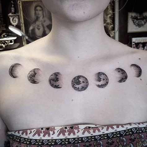 #sergiochavez #cstattoo #sactattoo #sacramento #woodland #themoon #moon #moontattoo #phasesofthemoon #todossomossergiochavez #sas Tattoo Across Chest, Amy Tattoo, Cycle Tattoo, Tattoo Under Chest, Moon Cycle Tattoo, Moon Phases Tattoo, Black Tattoo Cover Up, Moon Tattoos, Moon Cycle