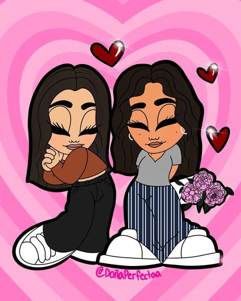 Doña Perfecta on Instagram: “I hope everyone is having a great Saturday!! Much love to everyone and thank you for being amazing supporters❤️❤️” Custom Couple Illustration, Chicano Love, Cholo Art, Best Friend Drawings, Walpaper Hello Kitty, Chicano Drawings, Cute Canvas Paintings, Cartoon People, Art Friend