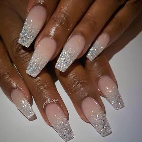 40+ Nude Nail Art Ideas to Mix Up Your Basic Manicure — OSTTY Nails Looks, Nails With Glitter, Glitter Nails Acrylic, Ombre Nails Glitter, Ombre Acrylic Nails, Nails Glitter, Sparkle Nails, Bride Nails, Nail Designs Glitter