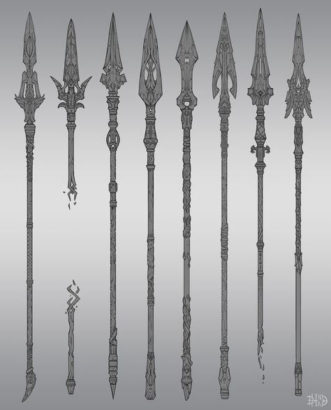 ArtStation - Spear Gungnir, Oleg Bulatnikov Odin Spear Gungnir, Odins Spear Tattoo Design, Polearm Designs Art, Polearms Design, Cool Spears Design, Spears Design Art, Spear Drawing Reference, Spear Tattoos, Fantasy Polearm