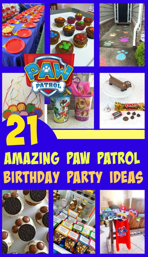 If you are thinking of throwing your children a puppy party then these 21 Awesome Paw Patrol Party Ideas will have you being creative in no time at all. Paw Patrol Birthday Theme, Paw Party, Puppy Birthday Parties, Paw Patrol Cake, Paw Patrol Birthday Party, Patrol Party, Paw Patrol Party, Puppy Birthday, Fourth Birthday