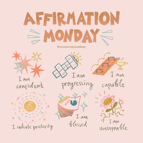 🌈 Ready to elevate your week? Welcome to Affirmation Monday! Each affirmation is a powerful reminder of your inner strength and resilience, guiding you through any challenges that come your way. ✨Which affirmation will fuel your journey today? Share below and let’s light up our path with positivity and purpose! 🔥💬 Don’t let the Monday blues dim your shine. Follow @yourjourneyacademy for daily insights and empowerment to transform your journey! 🚀🌟 #AffirmationMonday #Empowerment #PositivePsyc... Monday Encouragement, Monday Reminders, Mh Quotes, Daily Reminder Quotes, Monday Affirmations, Hump Day Quotes, Monday Reminder, Mindful Monday, Staff Morale