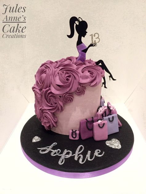 Elegant Cake For Women Classy, Shopping Theme Cake Birthday, Ladies Cakes Birthday Elegant, 18th Birthday Cake Girl Ideas, Lady Cake Ideas, Cake Ideas For 13th Birthday Girl, Classy Cake Designs, 13th Birthday Cake Ideas For Girls 13, Birthday Cake For Lady