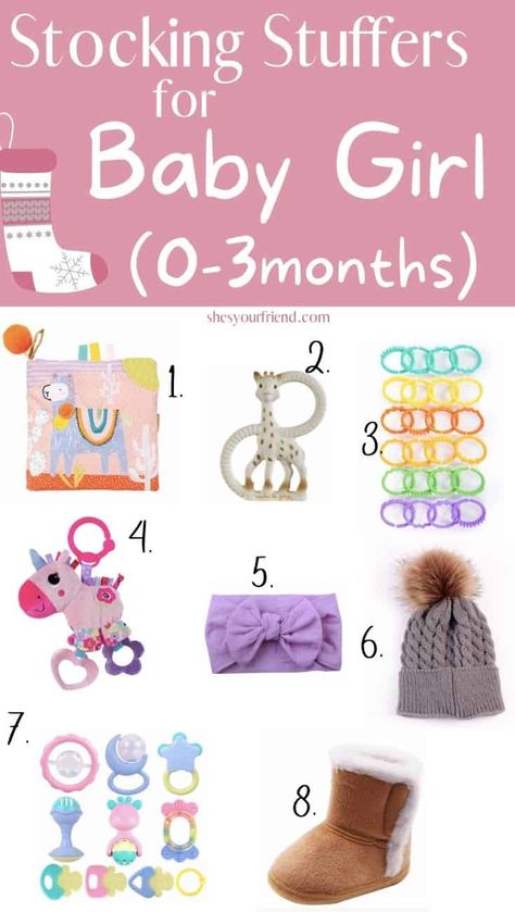 These stocking stuffers are great for newborn baby girls up to 3 months old. #stockingstuffers #newbornbabystockingstuffers #3monthbabystockingstuffers #stockingstuffersforbaby #babysfirstchristmas Stocking Stuffers For Newborns, Newborn Stocking Stuffers, 3 Month Old Christmas Gifts, Baby Stocking Stuffers, Girl Stocking Stuffers, Stocking Stuffers Baby, Baby Einstein Toys, Stocking Stuffers For Baby, Ideas Regalo