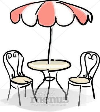 Table And Chair Drawing, Cafe Drawing Easy, Cafe Shop Drawing Easy, Table Drawing, Cafe Scene Drawing, Cafe Table Illustration, How To Draw A Beach Umbrella, Desk Chair Diy, Umbrella Chair