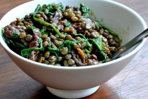 Wilted Arugula, Recipes Lentils, Lentils And Sausage, Serious Eats Recipes, Mustard Recipe, Basic French, French Lentils, Starchy Vegetables, Green Lentils