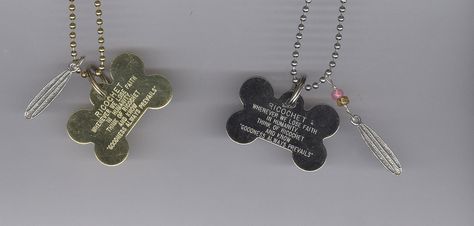 As a tribute to Ricochet, SarahDipiti celebrates the release of " Goodness Always Prevails " a custom designed   engraved bone shaped  dog tag and dog tag necklace collection .  To show our appreciation, for every"Goodness Always Prevails" dog tag or dog tag necklace sold  SarahDipiti will donate a portion of the proceeds to Ricochet's causes.  http://www.sarahdipiti.com/Surf-Dog-Ricochet-for-Puppy-Prodigies.html www.surfdogricochet.com Dog Bone Necklace, Grunge Jewelry, Bone Necklace, Necklace Collection, Dog Bone, Dog Tag, Tag Necklace, Dog Tags, Dog Tag Necklace