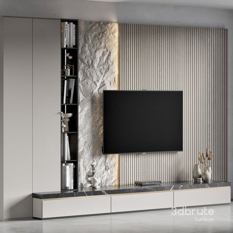 TV Wall 40 3d model Buy Download 3dbrute Decorative Tv Wall, Living Room Designs Tv Unit, Modern Fireplace Living Room, Tv Panel Ideas, Tv Wall Fireplace, Tv Wall Design Living Room, Tv Unit Wall Design, Living Room Tv Unit Design, Bedroom Tv Wall Design