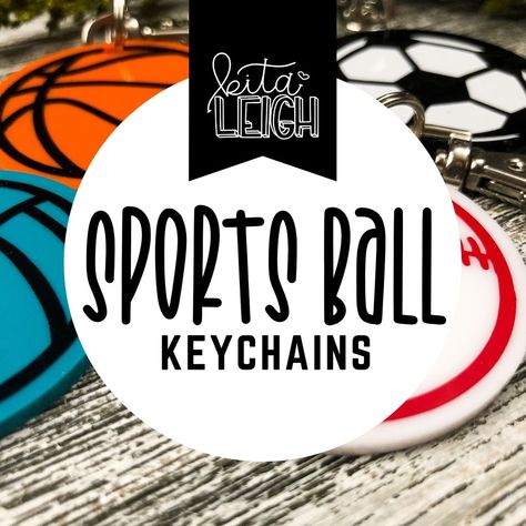 Grab some acrylic blanks and vinyl and DIY some Sports Ball Keychains with me! Soccer Bag Tags Diy, Diy Bag Tags Sports, Basketball Bag Tags, Soccer Bag Tag, Baseball Keychains, Sports Bag Tags, Vinyl Blanks, Sports Ideas, Soccer Bag