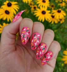 https://encrypted-tbn0.gstatic.com/images?q=tbn:ANd9GcQzQ4ZwFe9EeCCfgtrIfZxwZEezb45hIntchQ&usqp=CAU Pink Donut Nails, Doughnut Nails, Geeky Nails, Sprinkle Nails, Spice Nails, Donut Nails, Press On Nails Pink, Pink Doughnuts, Hand Painted Nails