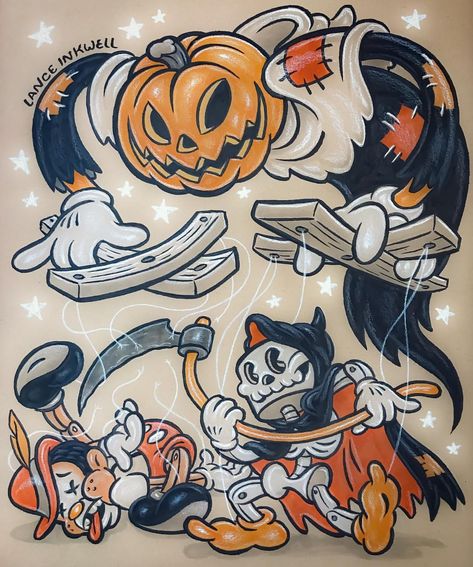 Lance Inkwell (@lance_inkwell) • Instagram photos and videos Lance Inkwell, Horror Flash, Rubber Hose Style, Cartoon Flash, 1930s Cartoons, Rockabilly Art, The Grim Reaper, Rubber Hose, Style Tattoo