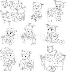 Kindergarten Education, Daily Routine Activities, Funny Cartoon Characters, Baby Sitting, Brush Teeth Kids, Cat Vector, Baby Eating, Daily Routines, Funny Baby