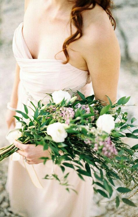 BEAUTIFUL Arm Sheaf/Presentation Style Bouquet With White Ranunculus, Violet Lilac, & Several Varieties Of Wonderful Greenery/Foliage................................................ Arm Bouquet, Bridal Bouquet Styles, Wedding Aisles, Greenery Wedding Bouquet, Country Theme Wedding, Modern Bridal, Wedding Aisle, Elopement Wedding, Bride Bouquets