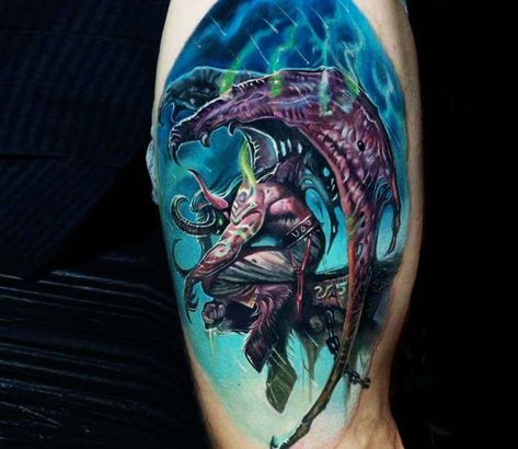 Tattoo photo - Illidan Stormrage tattoo by Boris Tattoo Illidan Stormrage Tattoo, Warcraft Tattoo, Dota Tattoo, Tattoo Large, Script Tattoos, Illidan Stormrage, Gargoyle Tattoo, Bio Organic Tattoo, Organic Tattoo