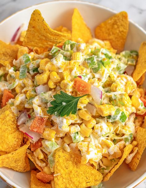 Corn Salad With Fritos, Salad With Fritos, Crunchy Corn, Fritos Corn Chips, Canned Corn, Chips Recipe, Corn Chips, Corn Salad, Corn Salads