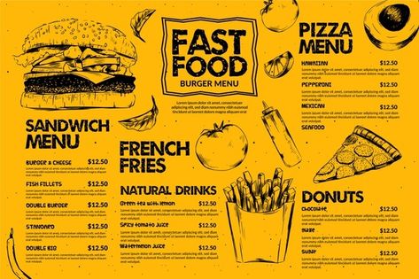 Fast Food Menu Design, Template Restaurant, Seafood Menu, Burger Menu, Bbq Menu, Menu Flyer, Food Menu Template, Fast Food Menu, Restaurant Menu Template