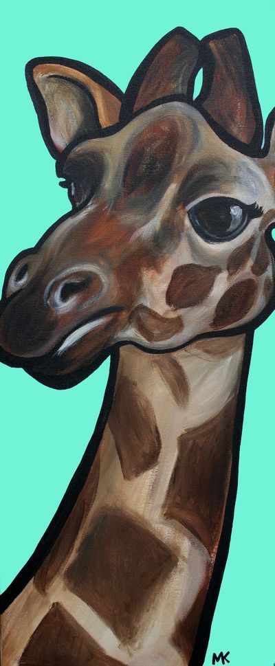 Giraffe. Giraffe DrawingGiraffe ArtEasy PaintingsAnimal Canvas ... Girrafe Painting Easy, Giraffe Drawing, Animals Painting, Giraffe Painting, Easy Animals, Giraffe Art, Painting Canvases, Nursery Paintings, Watercolor Paintings Easy