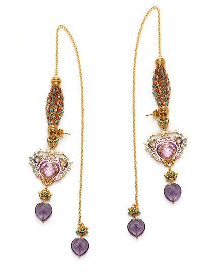 Amrapali Jewellery, Amrapali Jewels, Manish Arora, Long Chain Earrings, Handcrafted Silver Jewelry, Radiant Orchid, Bollywood Jewelry, Manish, Enamel Jewelry