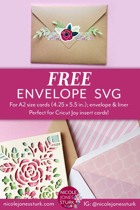 Free Envelope SVG for Cricut Joy Insert Cards — Nicole Jones Sturk Cricut Joy Insert Cards Free Svg, Free Svg Envelope Files For Cricut, Cricut Joy Cards Free, Envelope Svg Free, Envelope Cricut, Cricuit Joy, Cricket Joy, Pretty Envelopes, Joy Cricut