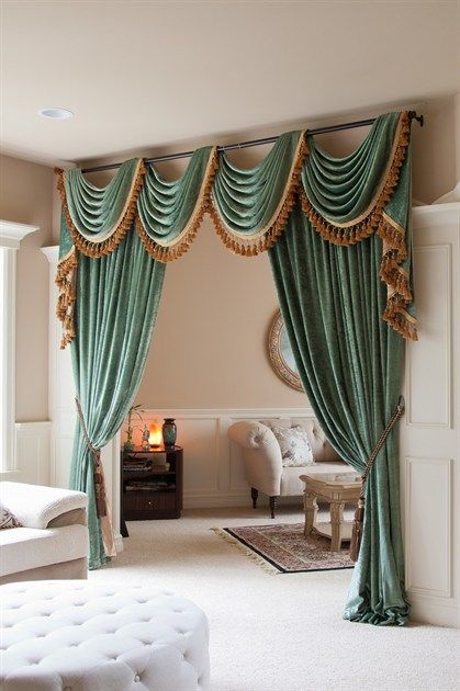 Casa Nena Decorações Fall Curtains, Window Swags, Valances For Living Room, Luxury Curtains, Elegant Curtains, Stylish Curtains, Green Curtains, Beautiful Curtains, Modern Curtains