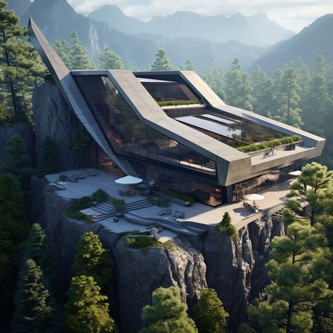 Futuristic houses on the cliffs Alien Building, Futuristic Houses, Minecraft Images, Futuristic Home, Mansion Floor Plan, Industrial Architecture, A Court Of Mist And Fury, Manor House, Glamping