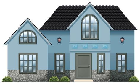 A big blue house Big Blue House, House Clipart, Pencak Silat, Villa Plan, Building Roof, House Illustration, Concrete House, Clip Arts, House Vector