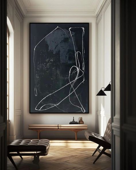 Minimalist Art Black Abstract Wall Art Minimalist Painting Large Canvas Wall Art | Artexplore Black Abstract Painting, Modern Living Room Wall, Interior Design Per La Casa, Wabi Sabi Wall, Wabi Sabi Wall Art, Grand Art Mural, River House, Minimalist Painting, Hand Painted Artwork