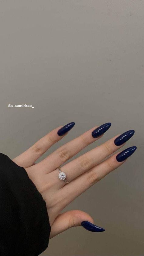 Dark Blue Nails, Blush Nails, Pretty Gel Nails, Soft Nails, Blue Nail, Minimalist Nails, Dream Nails, Classy Nails, Funky Nails