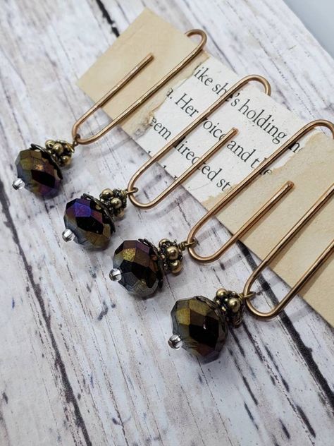 Sparkly Purple Crystal Bead Dangles on Medium Bronze - Etsy Boho Beads, Journal Jewelry, Bead Dangles, Beaded Bookmarks, Vintage Junk, Vintage Junk Journal, Book Holders, Bobby Pin, Boho Green