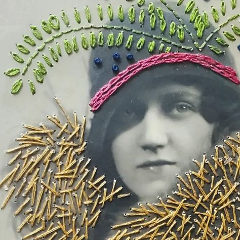 Miriam Cuddy on Instagram: "#flappergirl #embroidery #embroideryart #embroiderersofinstagram #embroideryonpaper #photography #vintagephotography #vintagevibes evibes" Embroider Photos, Embroidered Photos, Embroidered Photography, Embroidered Photo Art, Embroidered Photographs, Altered Photography, Photo Embroidery, Embroidered Paper, Stitching On Paper