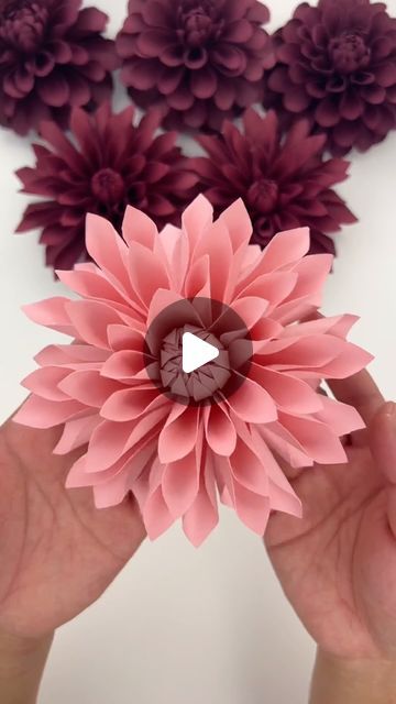 Hey, I’m Judy 👋🏻 Paper Flower Art + Tutorials on Instagram: "Halfway through the week and I just love these beautiful paper dahlias 🥰

My Mini Dahlia 3 is available in my etsy shop, link in bio!

#paperflowers #diypaperflowers #cricut #teamcricut #cricutmade #cricutcreations #makeitwithmichaels #etsyfinds #handmadewithlove #weddingflowers #paperrose  #paperart #makersgonnamake #diy #handmade #paperdahlia #dahlia #bouquet #weddingbouquet #paperflorals #craftersofinstagram #paperart #paperartist #craftersgonnacraft #craftinspo #imadethis" Paper Flowers Wedding Bouquet, Paper Dahlia, Flower Pedals, Dahlia Bouquet, Paper Flower Art, Flower Bouquet Diy, Paper Flowers Wedding, Paper Flower Crafts, Paper Bouquet