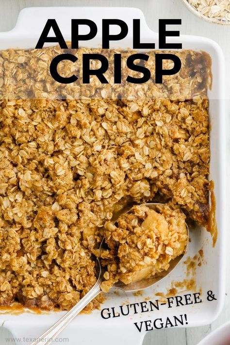 Apple Crisp Vegan, Healthy Apple Crisp Recipe, Gluten Free Apple Crumble, Apple Crisp Without Oats, Apple Crisp Recipe Healthy, Crisp Recipes, Vegan Apple Crisp, Oat Flour Recipes, Baking Vegan