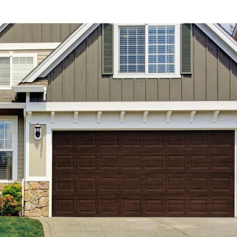 Wood Look Paint, Fiberglass Garage Doors, Garage Door Kit, Brown Garage Door, Vinyl Siding Colors, Garage Door Colors, Garage Door Paint, Lake Hartwell, Exterior House Siding