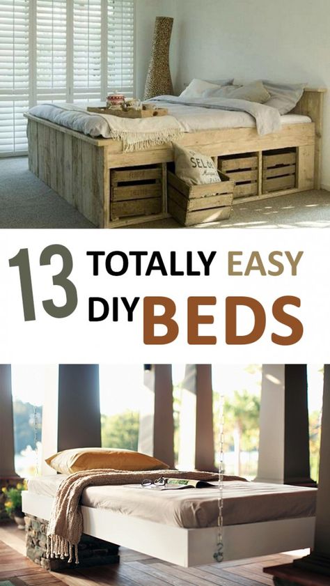 Diy Beds, Homemade Beds, Diy Furniture Bedroom, Diy Casa, Simple Bed, Diy Furniture Projects, Easy Home Decor, Design Living Room, Diy Home Improvement